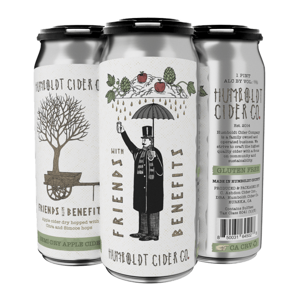 Humboldt Cider CO Semi Dry Cider Friends with Benefits Dry hopped 4pck 16oz cans