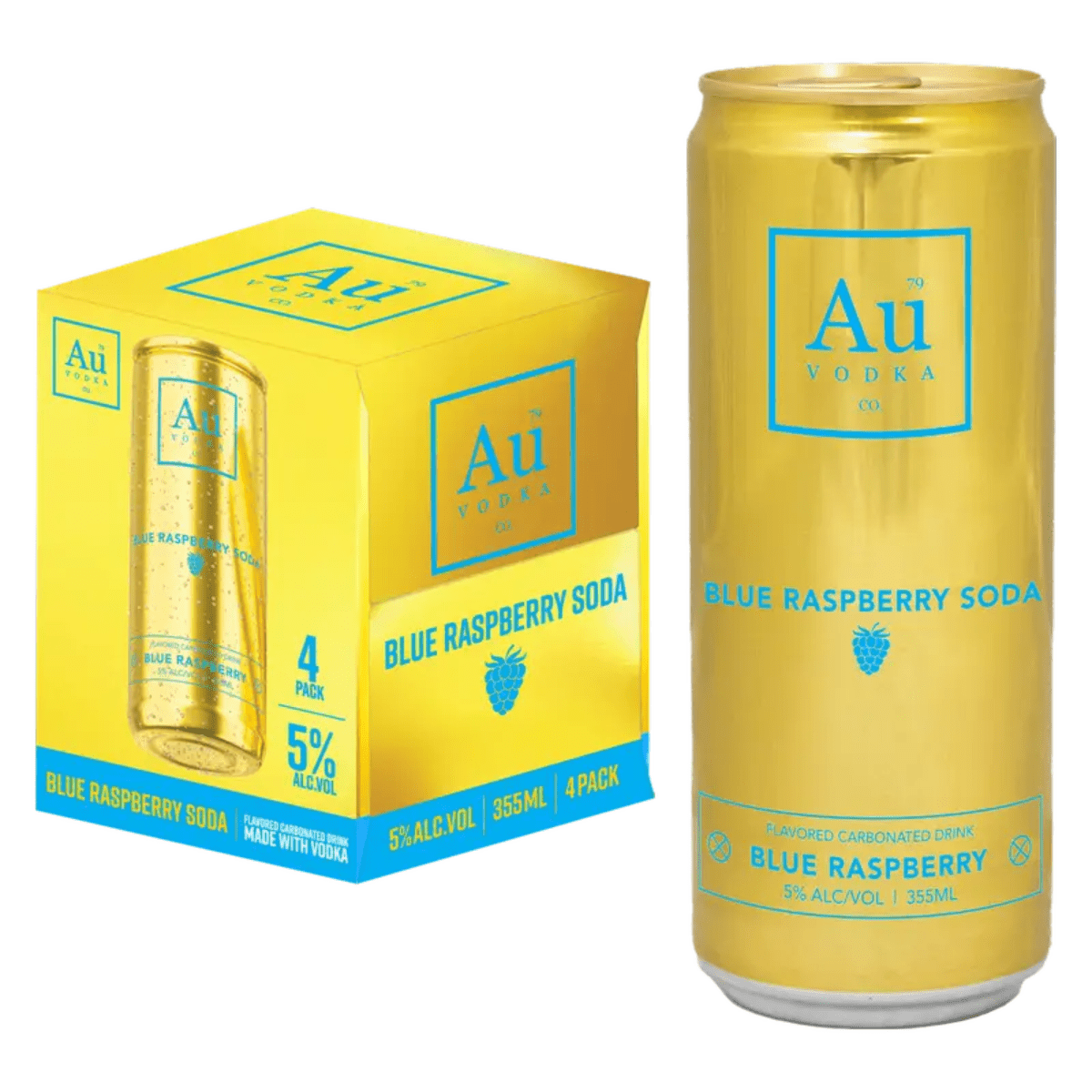 AU Vodka Blue Raspberry Soda RTD 4 Pack 355 ML