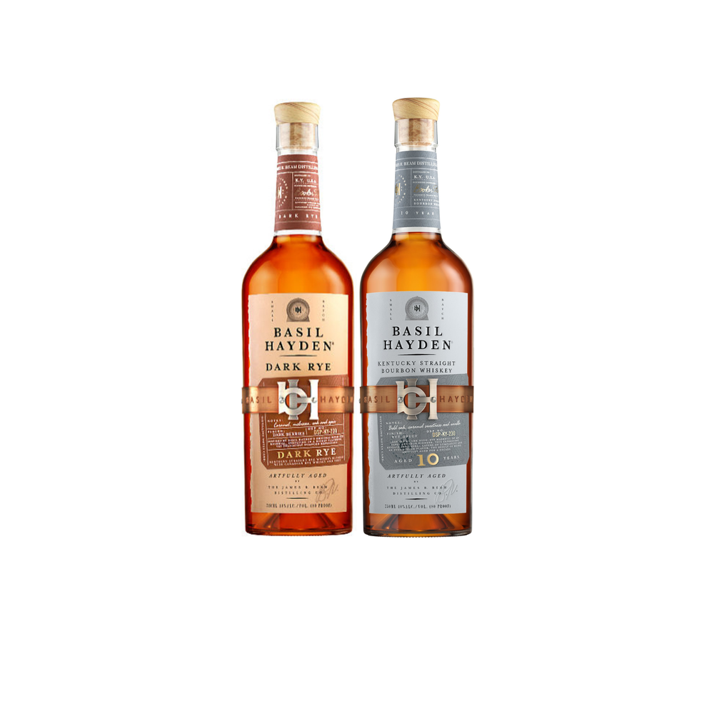 Basil Hayden 10 Year Straight Bourbon And Basil Hayden Dark Rye Bundle 750ml