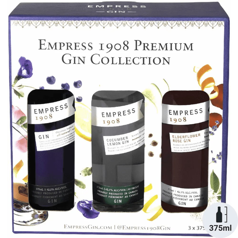 Empress 1908 Premium Gin Collection 3pack (indigo/cucumber/elderflower) 375 ML - Shop Buzzed