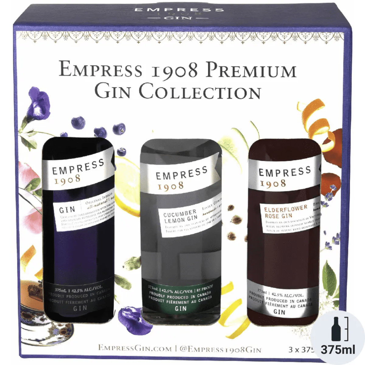 Empress 1908 Premium Gin Collection 3pack (indigo/cucumber/elderflower) 375 ML