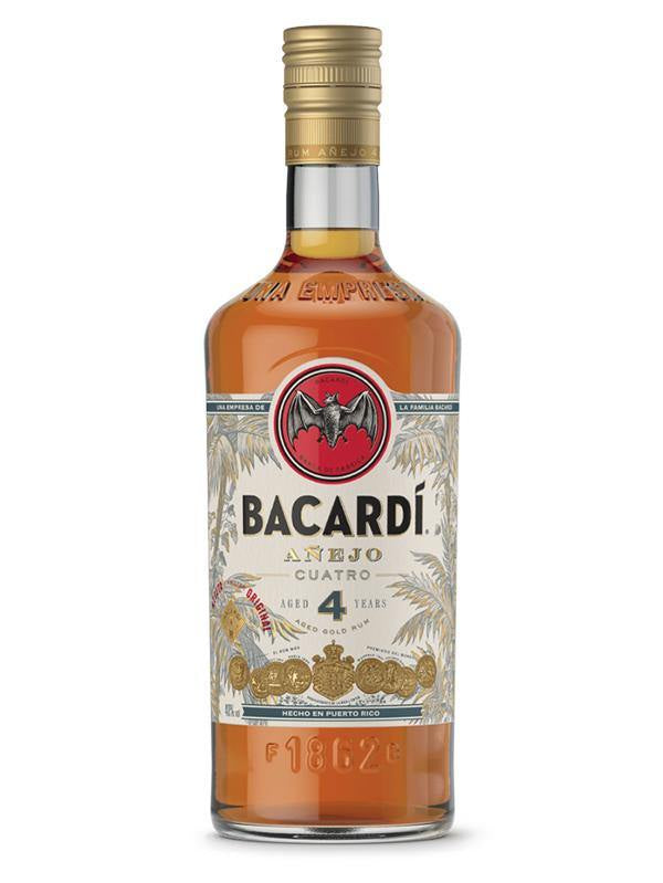 Bacardi Anejo Cuatro 4 Year Old Gold Rum 750ML