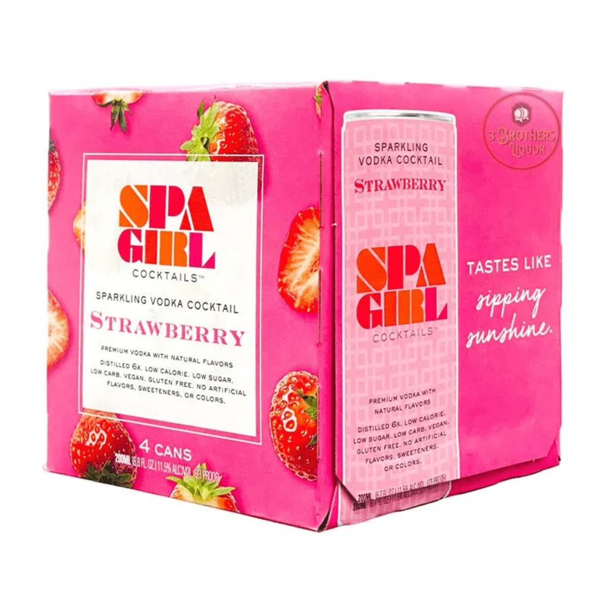 Spa Girl Sparkling Vodka Cocktail Strawberry 4 cans 23 Proof 200 ml