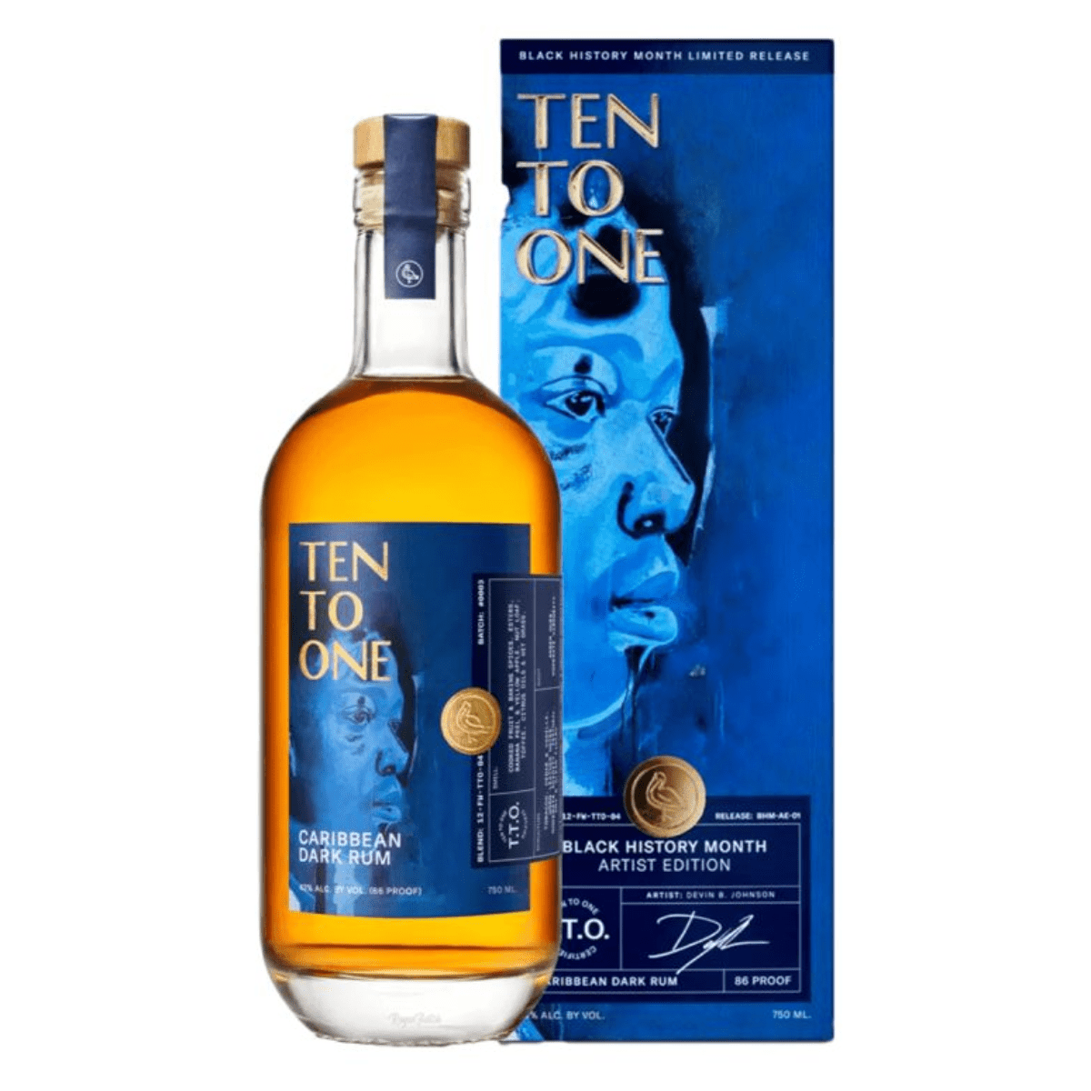 Ten To One Black History Month Artist Devin B Johnson Edition Caribbean Dark Rum 750 ml