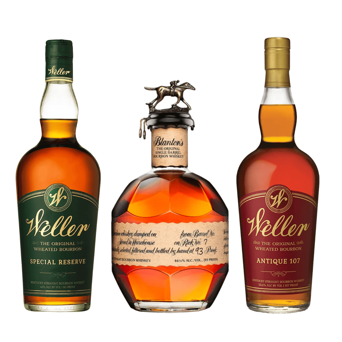 Weller Antique 107 Proof, Special Reserve & Blanton's Bundle