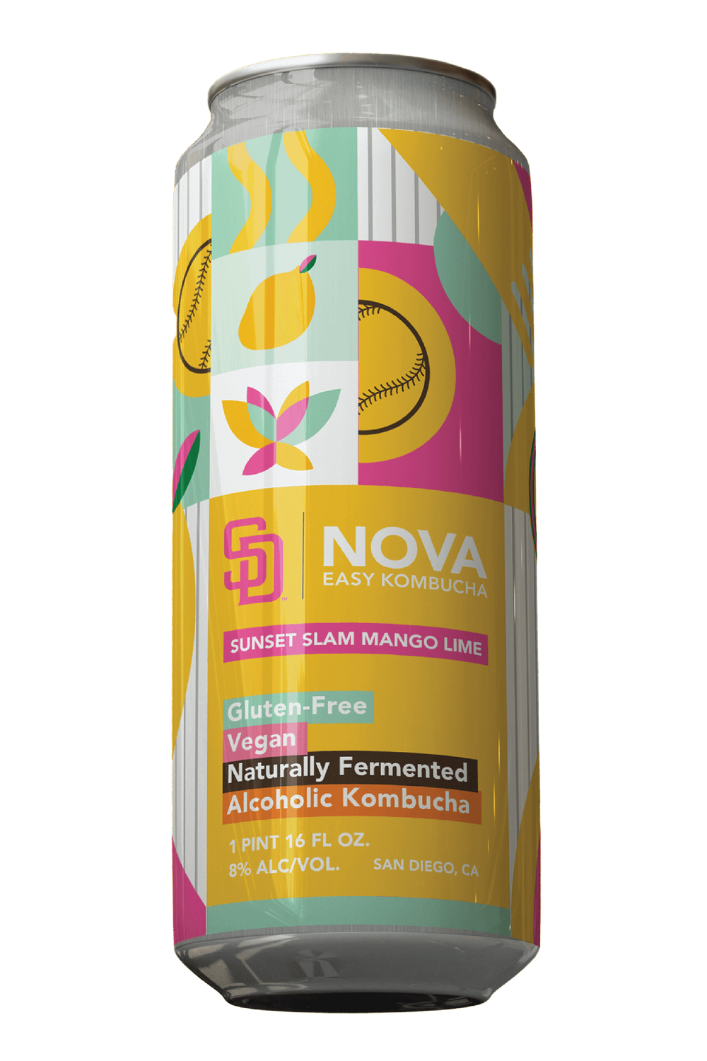 Nova Kombucha Sunset Slam Mango Lime 16oz can